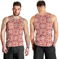 Ulaula Palaka Quilt Hawaii Men Tank Top Hawaiian Tropical Monstera Sea Turtle LT14 - Polynesian Pride