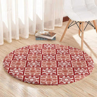 Ulaula Palaka Quilt Hawaii Round Carpet Hawaiian Tropical Monstera Sea Turtle LT14 - Polynesian Pride