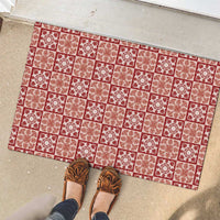 Ulaula Palaka Quilt Hawaii Rubber Doormat Hawaiian Tropical Monstera Sea Turtle LT14 - Polynesian Pride