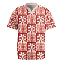 Ulaula Palaka Quilt Hawaii Rugby Jersey Hawaiian Tropical Monstera Sea Turtle LT14 Red - Polynesian Pride