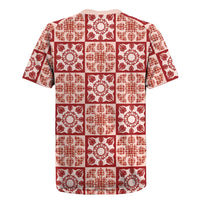 Ulaula Palaka Quilt Hawaii Rugby Jersey Hawaiian Tropical Monstera Sea Turtle LT14 - Polynesian Pride