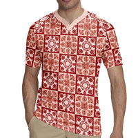 Ulaula Palaka Quilt Hawaii Rugby Jersey Hawaiian Tropical Monstera Sea Turtle LT14 - Polynesian Pride