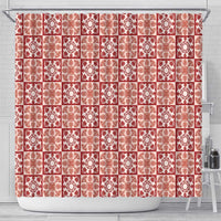 Ulaula Palaka Quilt Hawaii Shower Curtain Hawaiian Tropical Monstera Sea Turtle LT14 - Polynesian Pride