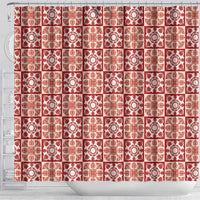Ulaula Palaka Quilt Hawaii Shower Curtain Hawaiian Tropical Monstera Sea Turtle LT14 - Polynesian Pride