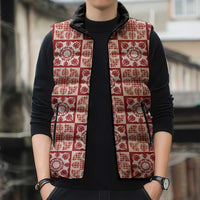 Ulaula Palaka Quilt Hawaii Sleeveless Puffer Jacket Hawaiian Tropical Monstera Sea Turtle LT14 - Polynesian Pride