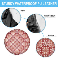 Ulaula Palaka Quilt Hawaii Spare Tire Cover Hawaiian Tropical Monstera Sea Turtle LT14 - Polynesian Pride