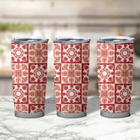 Ulaula Palaka Quilt Hawaii Tumbler Cup Hawaiian Tropical Monstera Sea Turtle LT14 - Polynesian Pride