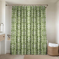Omaomao Palaka Quilt Hawaii Bathroom Set Hawaiian Tropical Monstera Sea Turtle LT14 Shower Curtain Only Green - Polynesian Pride