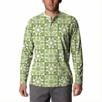 Omaomao Palaka Quilt Hawaii Button Sweatshirt Hawaiian Tropical Monstera Sea Turtle LT14 - Polynesian Pride