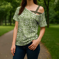 Omaomao Palaka Quilt Hawaii Cross Shoulder Shirt Hawaiian Tropical Monstera Sea Turtle LT14 - Polynesian Pride