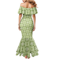 Omaomao Palaka Quilt Hawaii Family Matching Mermaid Dress and Hawaiian Shirt Hawaiian Tropical Monstera Sea Turtle