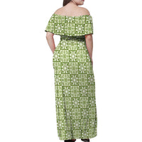 Omaomao Palaka Quilt Hawaii Family Matching Off Shoulder Maxi Dress and Hawaiian Shirt Hawaiian Tropical Monstera Sea Turtle