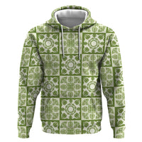 Omaomao Palaka Quilt Hawaii Hoodie Hawaiian Tropical Monstera Sea Turtle LT14 Pullover Hoodie Green - Polynesian Pride