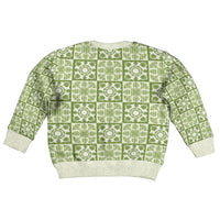 Omaomao Palaka Quilt Hawaii Kid Ugly Christmas Sweater Hawaiian Tropical Monstera Sea Turtle LT14 - Polynesian Pride