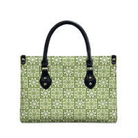 Omaomao Palaka Quilt Hawaii Leather Bag Hawaiian Tropical Monstera Sea Turtle LT14 - Polynesian Pride