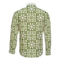 Omaomao Palaka Quilt Hawaii Long Sleeve Button Shirt Hawaiian Tropical Monstera Sea Turtle LT14 - Polynesian Pride