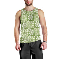 Omaomao Palaka Quilt Hawaii Men Tank Top Hawaiian Tropical Monstera Sea Turtle LT14 - Polynesian Pride