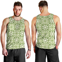 Omaomao Palaka Quilt Hawaii Men Tank Top Hawaiian Tropical Monstera Sea Turtle LT14 - Polynesian Pride
