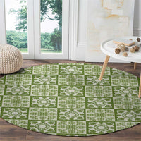 Omaomao Palaka Quilt Hawaii Round Carpet Hawaiian Tropical Monstera Sea Turtle LT14 - Polynesian Pride