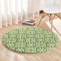 Omaomao Palaka Quilt Hawaii Round Carpet Hawaiian Tropical Monstera Sea Turtle LT14 - Polynesian Pride