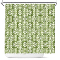 Omaomao Palaka Quilt Hawaii Shower Curtain Hawaiian Tropical Monstera Sea Turtle LT14 Green - Polynesian Pride