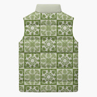 Omaomao Palaka Quilt Hawaii Sleeveless Puffer Jacket Hawaiian Tropical Monstera Sea Turtle LT14 - Polynesian Pride