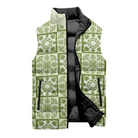 Omaomao Palaka Quilt Hawaii Sleeveless Puffer Jacket Hawaiian Tropical Monstera Sea Turtle LT14 - Polynesian Pride
