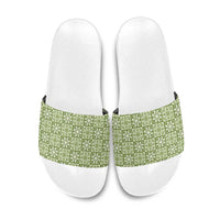 Omaomao Palaka Quilt Hawaii Slide Sandals Hawaiian Tropical Monstera Sea Turtle LT14 Green - Polynesian Pride