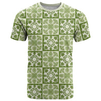 Omaomao Palaka Quilt Hawaii T Shirt Hawaiian Tropical Monstera Sea Turtle LT14 Green - Polynesian Pride