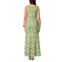 Omaomao Palaka Quilt Hawaii Tank Maxi Dress Hawaiian Tropical Monstera Sea Turtle LT14 - Polynesian Pride