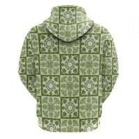 Omaomao Palaka Quilt Hawaii Zip Hoodie Hawaiian Tropical Monstera Sea Turtle LT14 - Polynesian Pride