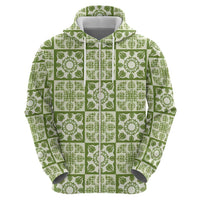Omaomao Palaka Quilt Hawaii Zip Hoodie Hawaiian Tropical Monstera Sea Turtle LT14 - Polynesian Pride