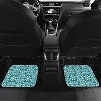 Cyan Palaka Quilt Hawaii Car Mats Hawaiian Tropical Monstera Sea Turtle LT14 Set 2pcs - Back Cyan - Polynesian Pride