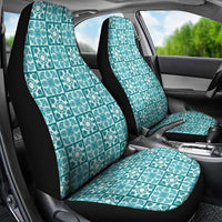 Cyan Palaka Quilt Hawaii Car Seat Cover Hawaiian Tropical Monstera Sea Turtle LT14 - Polynesian Pride