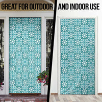 Cyan Palaka Quilt Hawaii Door Cover Hawaiian Tropical Monstera Sea Turtle LT14 - Polynesian Pride