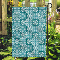 Cyan Palaka Quilt Hawaii Garden Flag Hawaiian Tropical Monstera Sea Turtle LT14 Garden Flag Cyan - Polynesian Pride