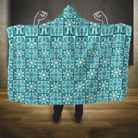 Cyan Palaka Quilt Hawaii Hooded Blanket Hawaiian Tropical Monstera Sea Turtle LT14 - Polynesian Pride