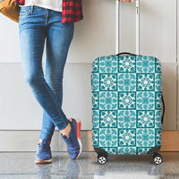 Cyan Palaka Quilt Hawaii Luggage Cover Hawaiian Tropical Monstera Sea Turtle LT14 - Polynesian Pride
