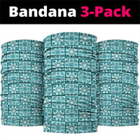 Cyan Palaka Quilt Hawaii Neck Gaiter Hawaiian Tropical Monstera Sea Turtle LT14 package One Size: 25*50cm Cyan - Polynesian Pride