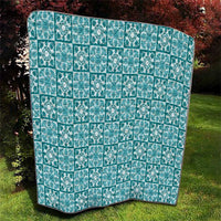 Cyan Palaka Quilt Hawaii Quilt Hawaiian Tropical Monstera Sea Turtle LT14 - Polynesian Pride