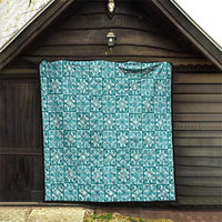 Cyan Palaka Quilt Hawaii Quilt Hawaiian Tropical Monstera Sea Turtle LT14 - Polynesian Pride