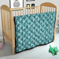 Cyan Palaka Quilt Hawaii Quilt Hawaiian Tropical Monstera Sea Turtle LT14 - Polynesian Pride