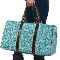 Cyan Palaka Quilt Hawaii Travel Bag Hawaiian Tropical Monstera Sea Turtle