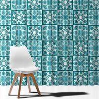 Cyan Palaka Quilt Hawaii Window Curtain Hawaiian Tropical Monstera Sea Turtle LT14 - Polynesian Pride