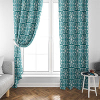 Cyan Palaka Quilt Hawaii Window Curtain Hawaiian Tropical Monstera Sea Turtle LT14 - Polynesian Pride