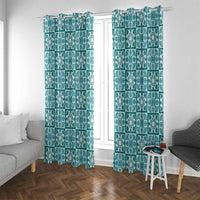 Cyan Palaka Quilt Hawaii Window Curtain Hawaiian Tropical Monstera Sea Turtle LT14 With Grommets Cyan - Polynesian Pride