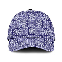 Polu Palaka Quilt Hawaii Classic Cap Hawaiian Tropical Monstera Sea Turtle LT14 Universal Fit Blue - Polynesian Pride