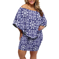 Polu Palaka Quilt Hawaii Family Matching Off Shoulder Short Dress and Hawaiian Shirt Hawaiian Tropical Monstera Sea Turtle