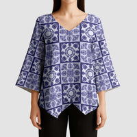 Polu Palaka Quilt Hawaii Kimono Sleeve Blouse Hawaiian Tropical Monstera Sea Turtle LT14 - Polynesian Pride