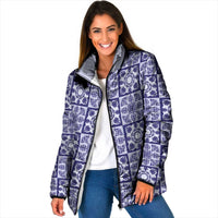 Polu Palaka Quilt Hawaii Padded Jacket Hawaiian Tropical Monstera Sea Turtle LT14 Women Blue - Polynesian Pride